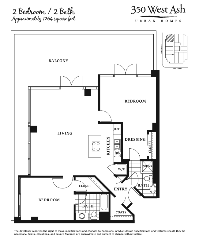 350 West Ash Floor Plan 2-Bed 2-Bath
